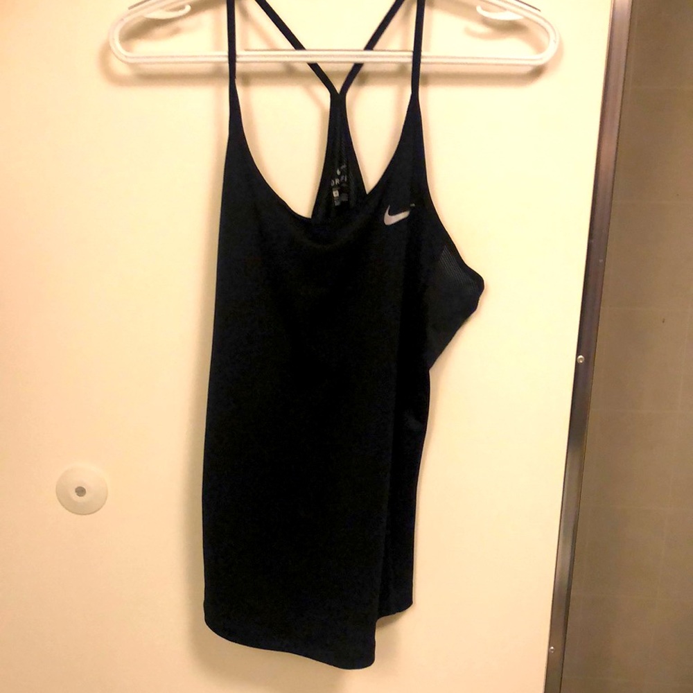 Nike Dri-Fit black spaghetti strap racer back tank.